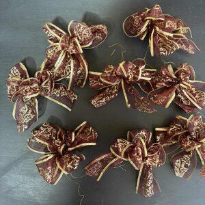 Vintage Gold & Burgundy Bows (8)